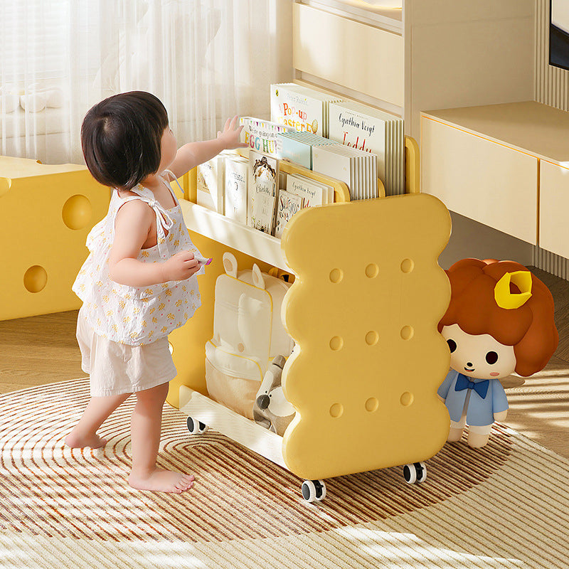 Kinderbücherregal mit 2 Ebenen auf Rollen