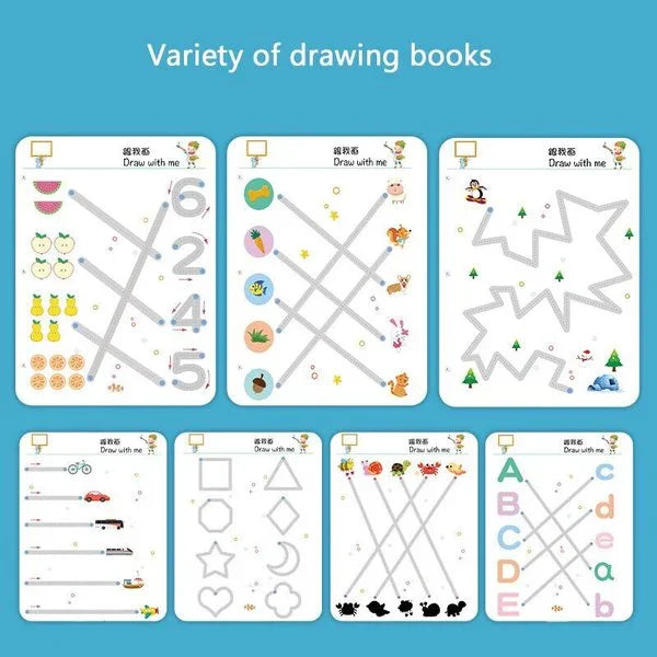 Kinder-Nachzeichnungs-Übungsbuch | Fördert spielerisches Lernen und motorische Fähigkeiten – Spiel- und Lernspaß