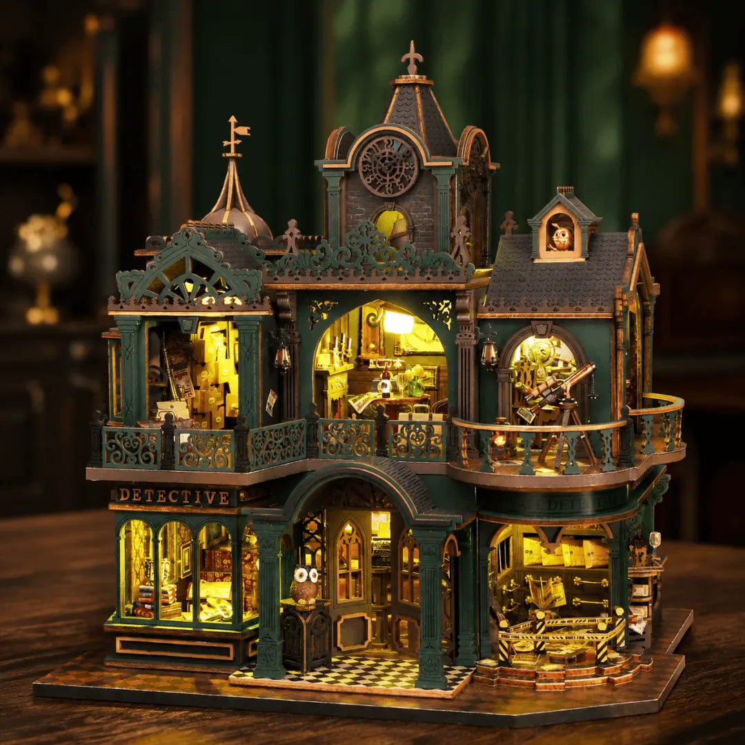 Green Detective Agency DIY Wooden Miniature House Kit Fifijoy
