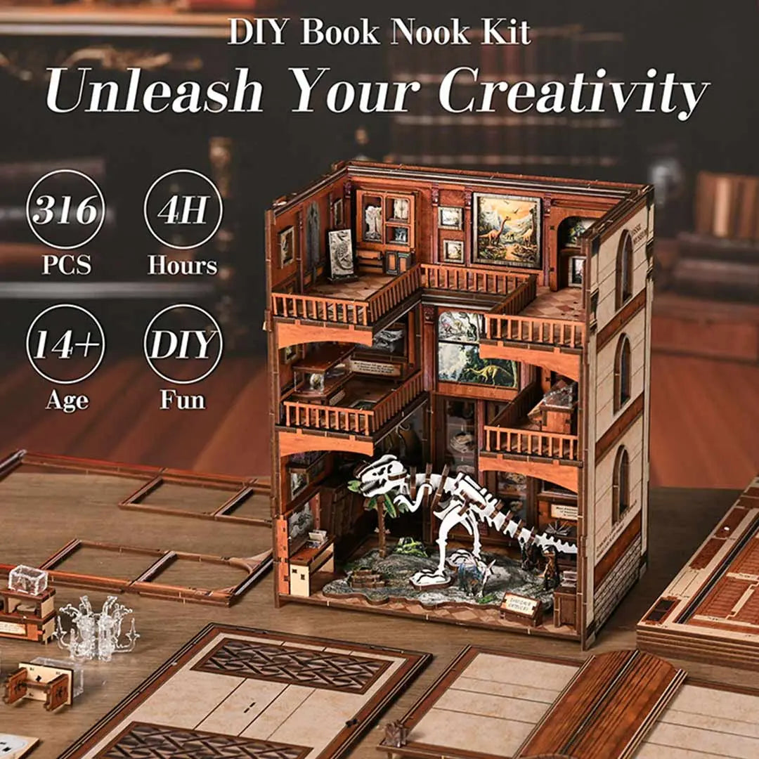 Fossil Museum DIY Wooden Book Nook Shelf Insert Fifijoy