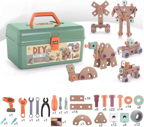 Werkzeug-Bauset für Kinder | 100-teiliges Konstruktionsset BouwBuddy
