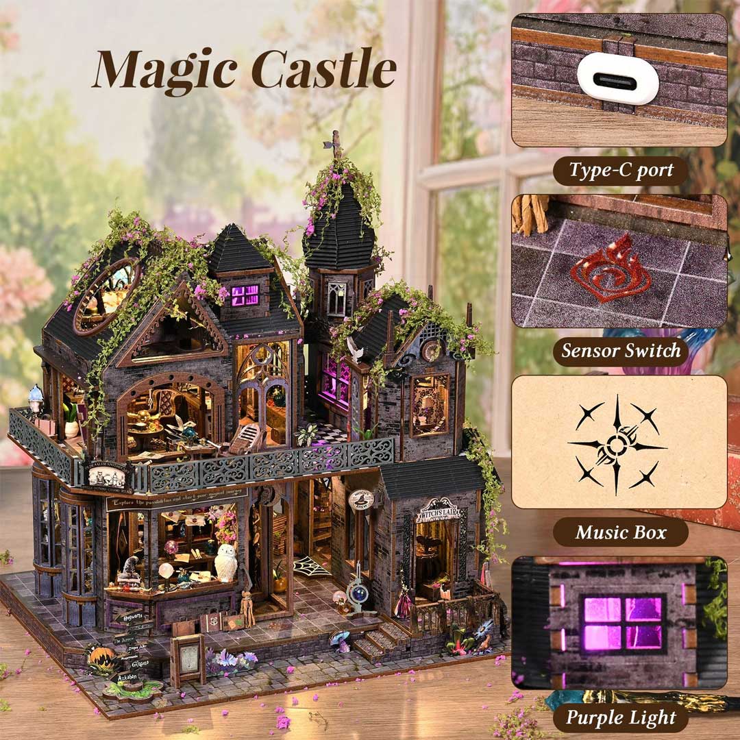Magic Castle DIY Miniature Dollhouse Kit Fifijoy