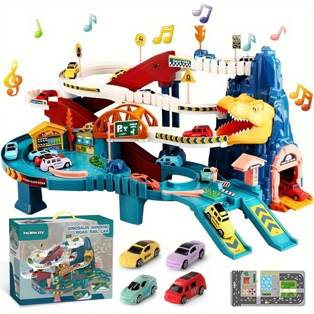 DinoRush Dinosaurier Rennbahn mit Autos für Kinder | Stundenlanger Spielspaß