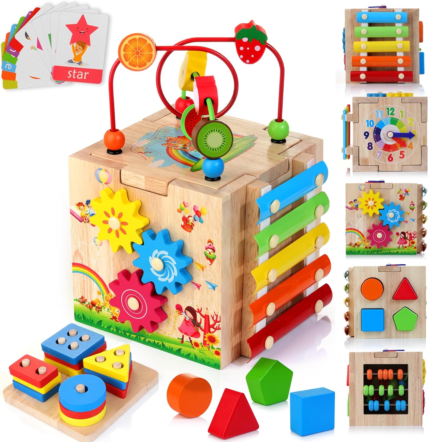 Xylophon Spielzeug aus Holz für Kinder | 10-in-1 Lernspielzeug