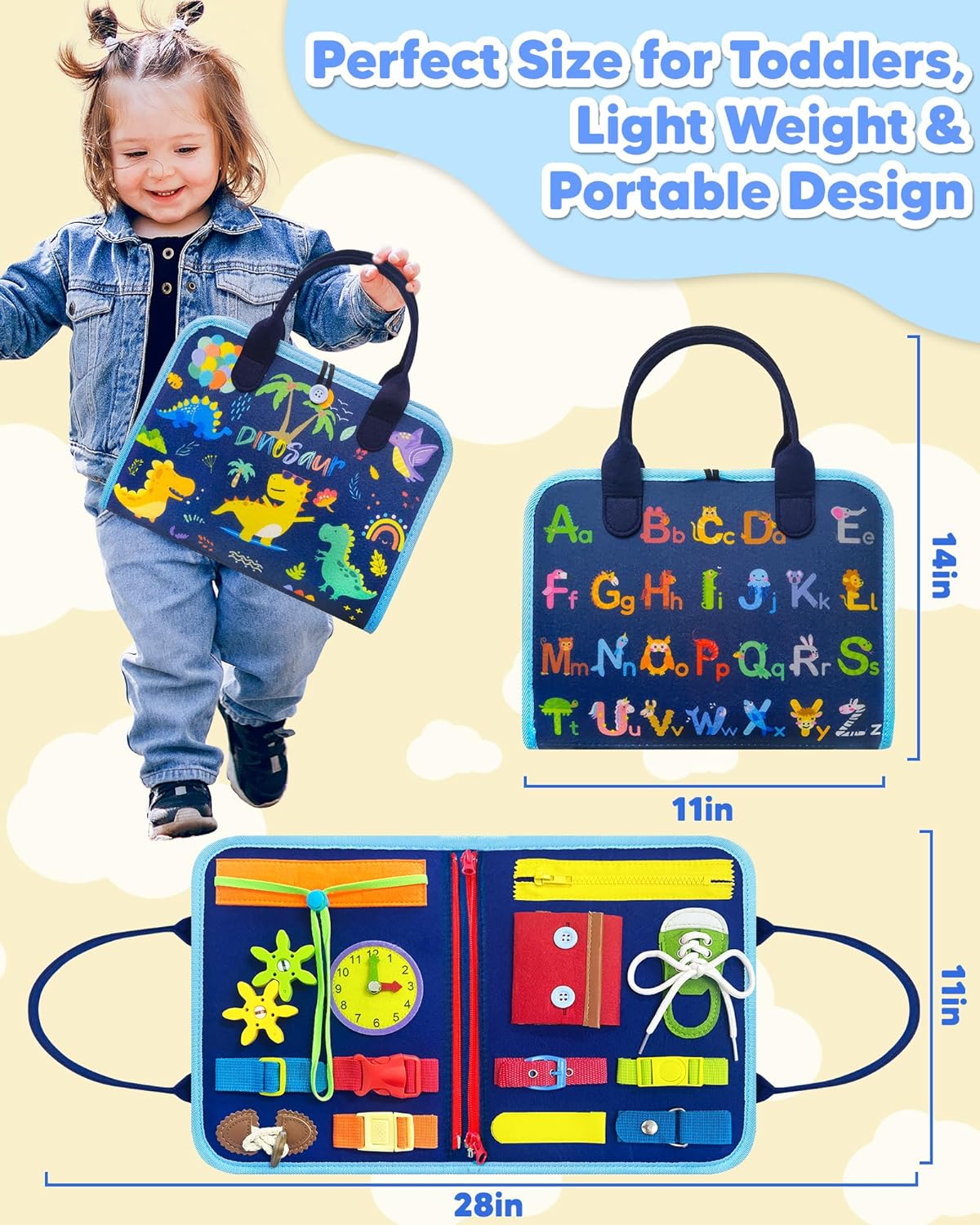 Montessori Filz-Lernbrett für Kinder | 8-in-1 Busy Board