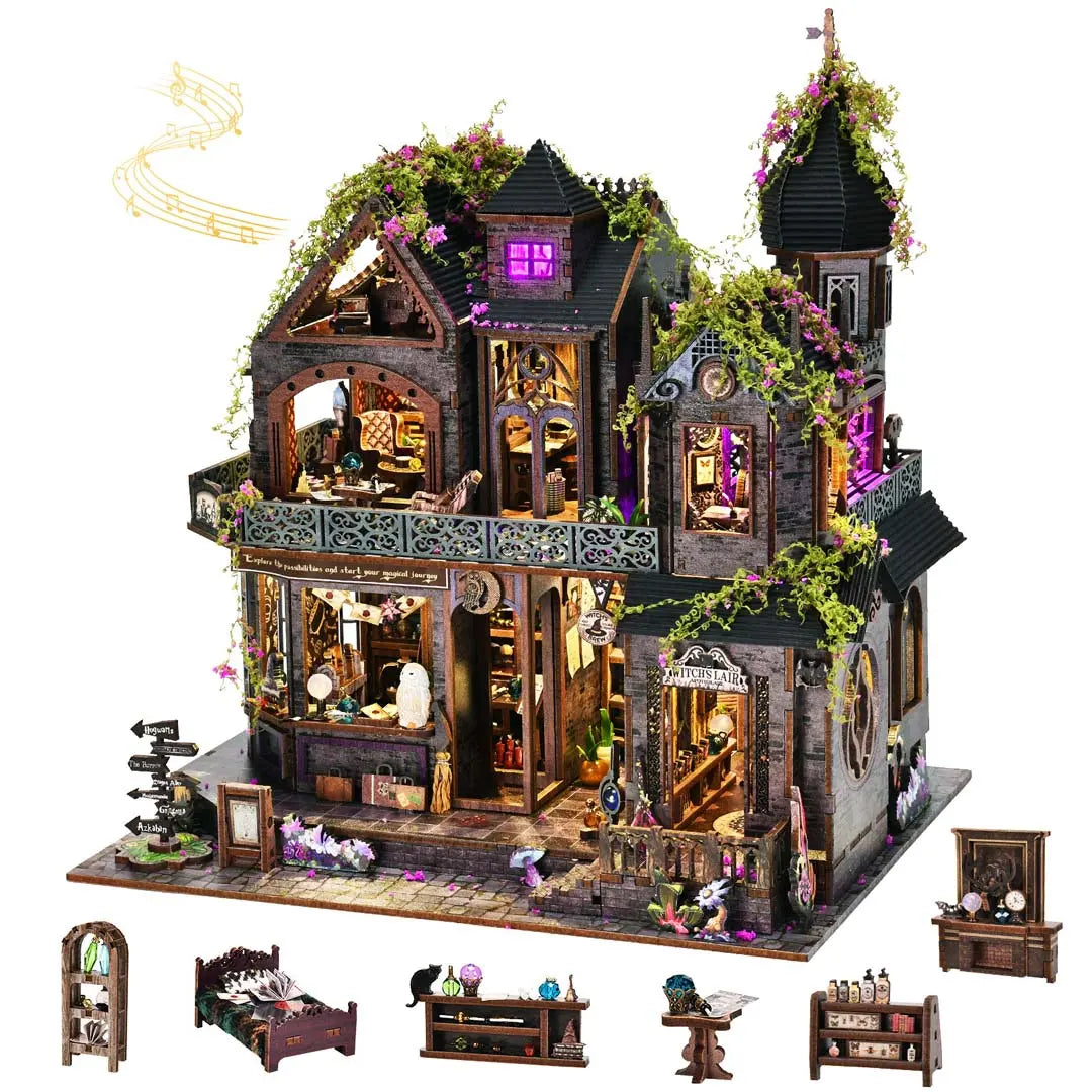 Magic Castle DIY Miniature Dollhouse Kit Fifijoy