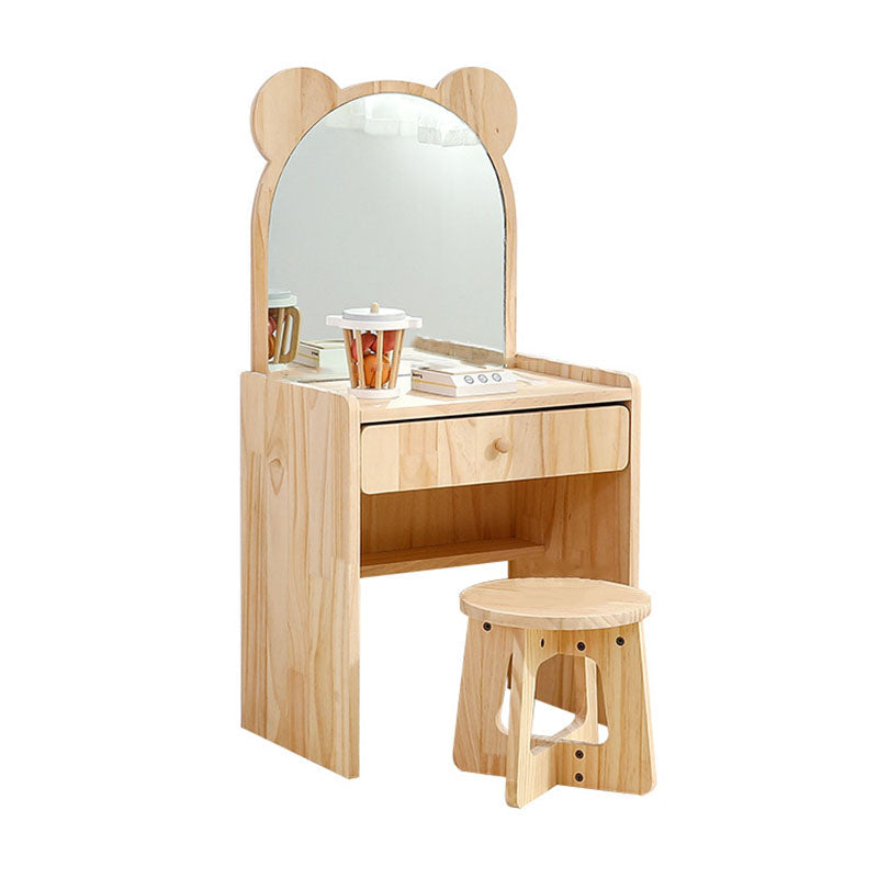 Kinder Schminktisch aus Kiefernholz mit Hocker