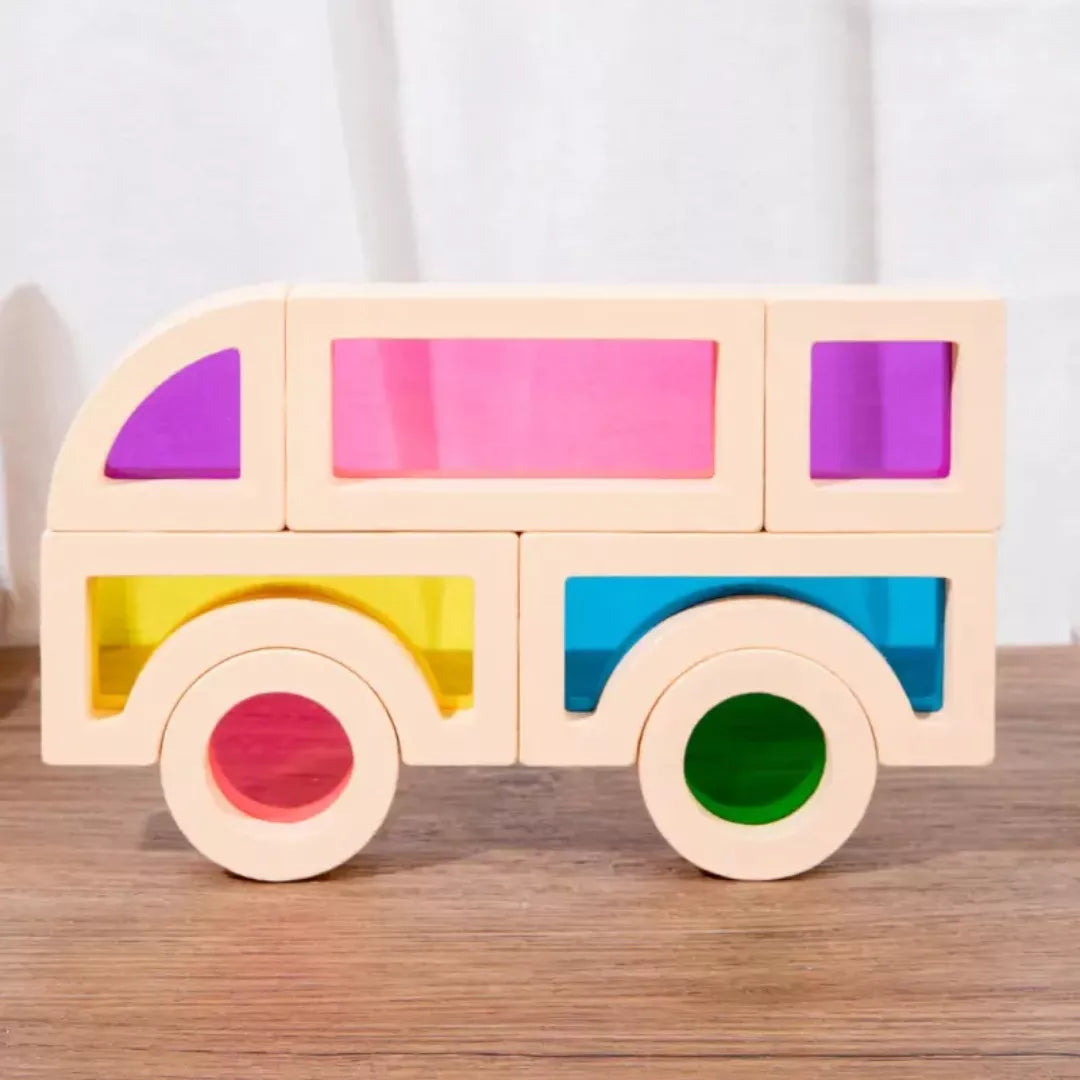Fensterbausteine aus Holz | Montessori Bauklötze für Kinder