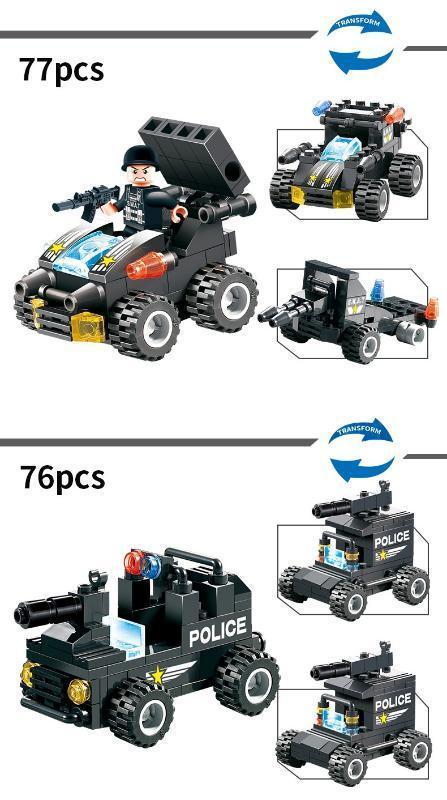 Polizeitruck Bauset für Kinder | Bausteine mit Station PowerForce