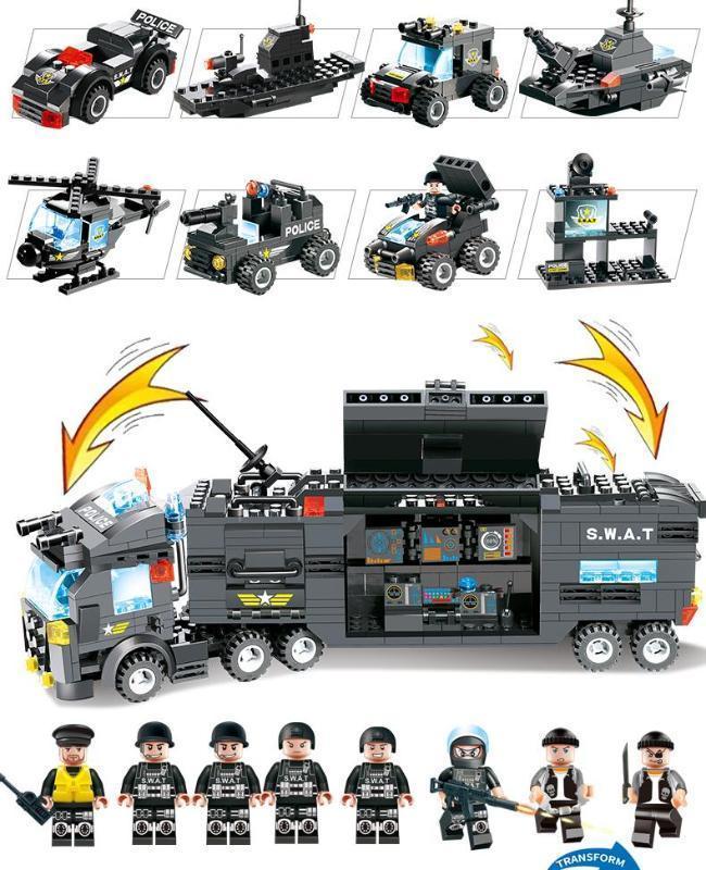Polizeitruck Bauset für Kinder | Bausteine mit Station PowerForce