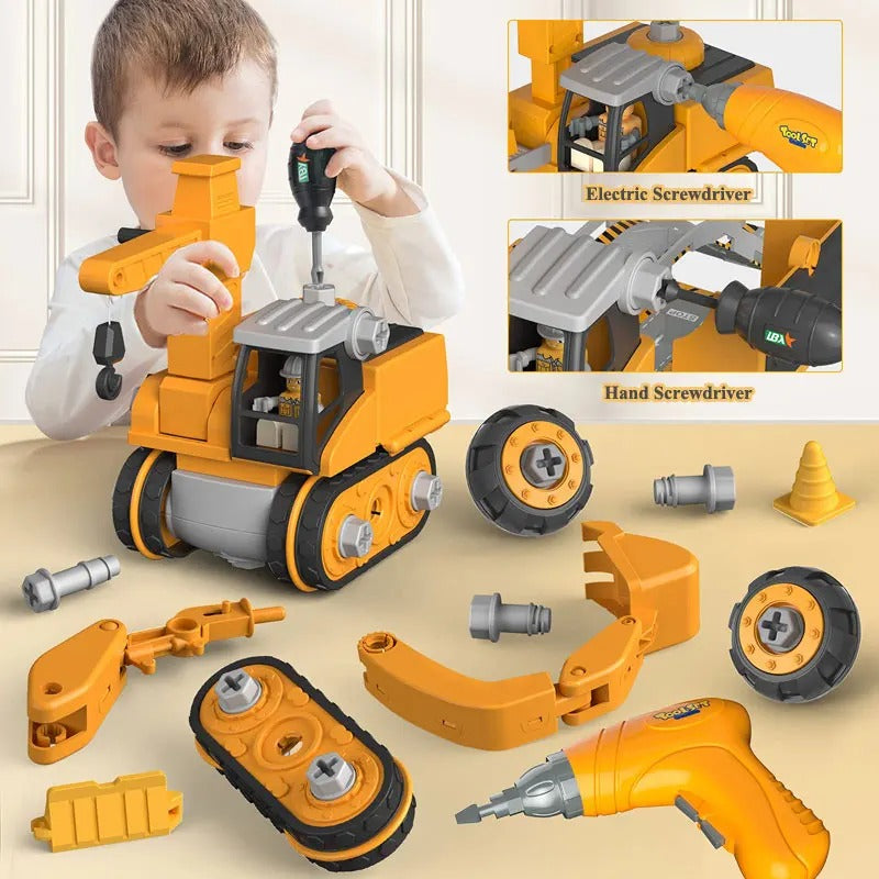 Konstruktionsspielzeug mit Bohrer für Kinder | Fahrzeug-Bauset Constructo