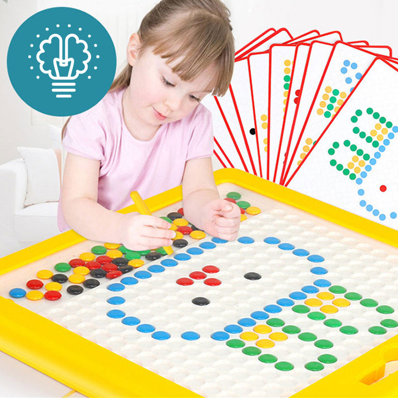 Magnetix MagnaBoard | Magnetisches Zeichenbrett für Kinder – Pädagogisches Spielzeug mit bunten Knöpfen und leichtem Design