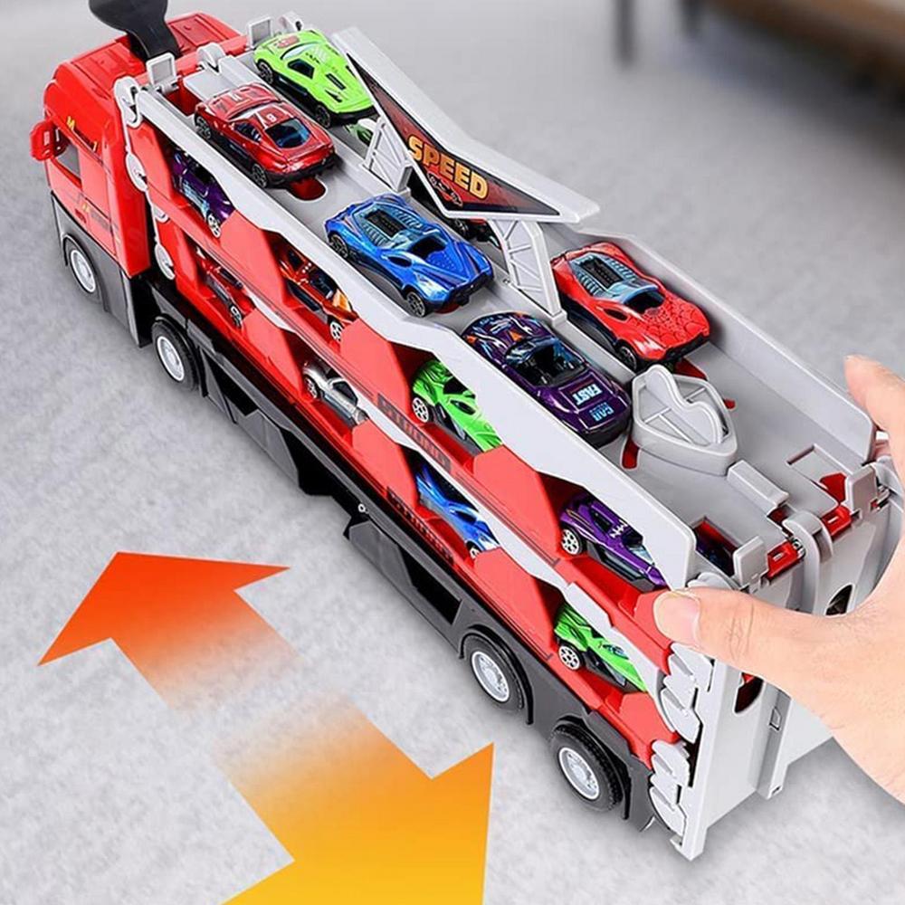 MegaTransporter Auto-Transporter mit 8 Fahrzeugen für Kinder | Beschäftigt Kinder selbstständig