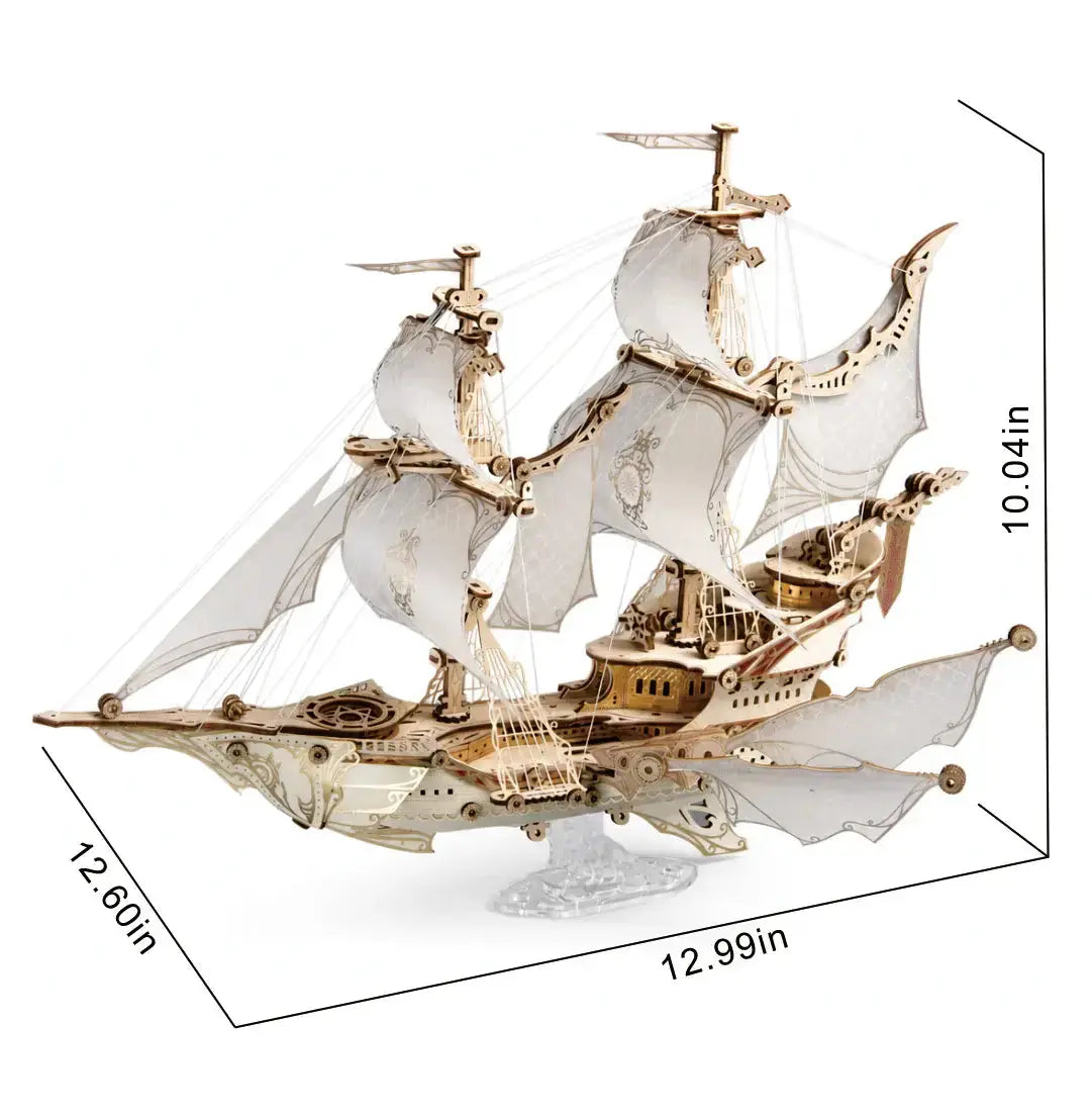 Rokrgeek Fantasy Elf Ship DIY 3D Wooden Puzzle Kit Rokrgeek