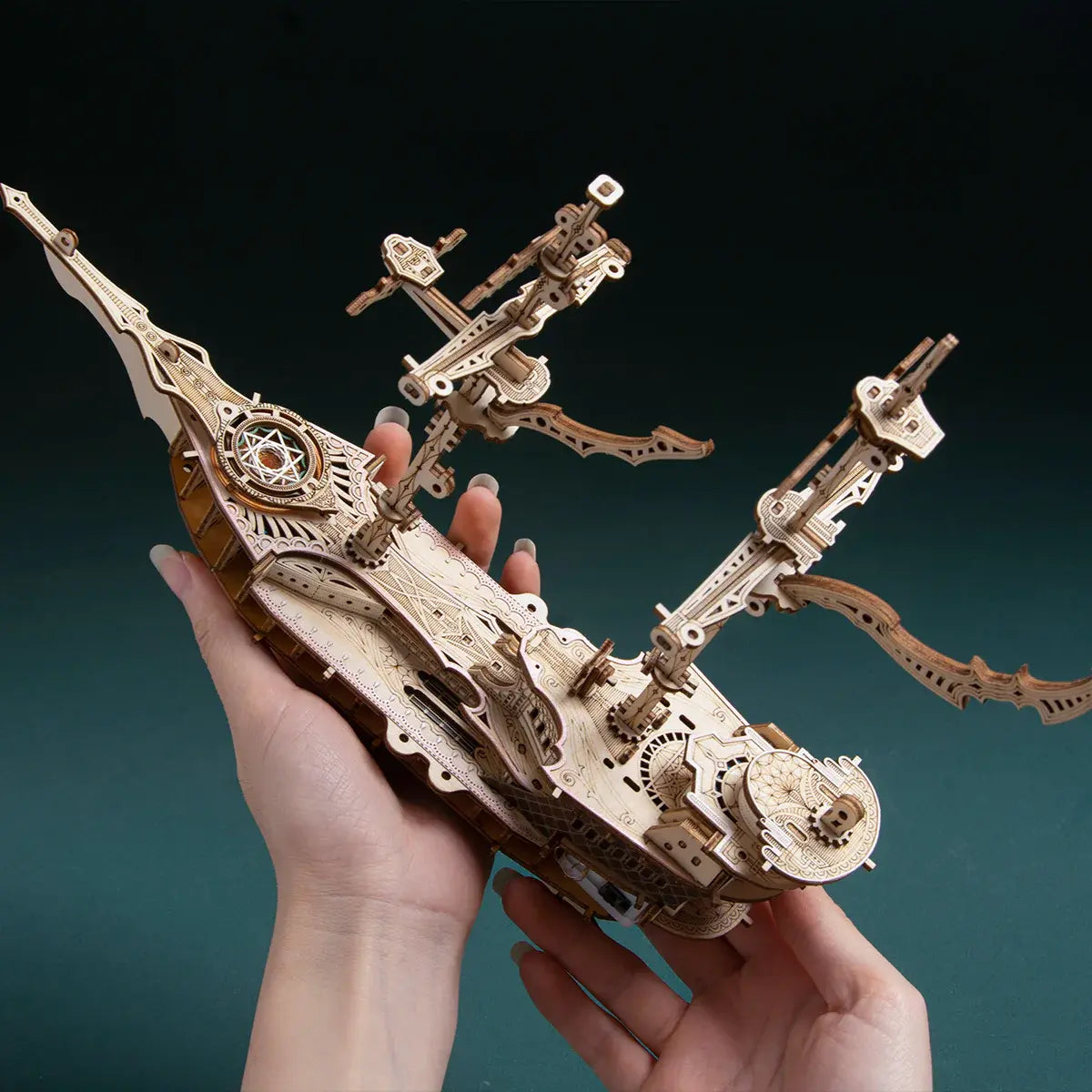 Rokrgeek Fantasy Elf Ship DIY 3D Wooden Puzzle Kit Rokrgeek