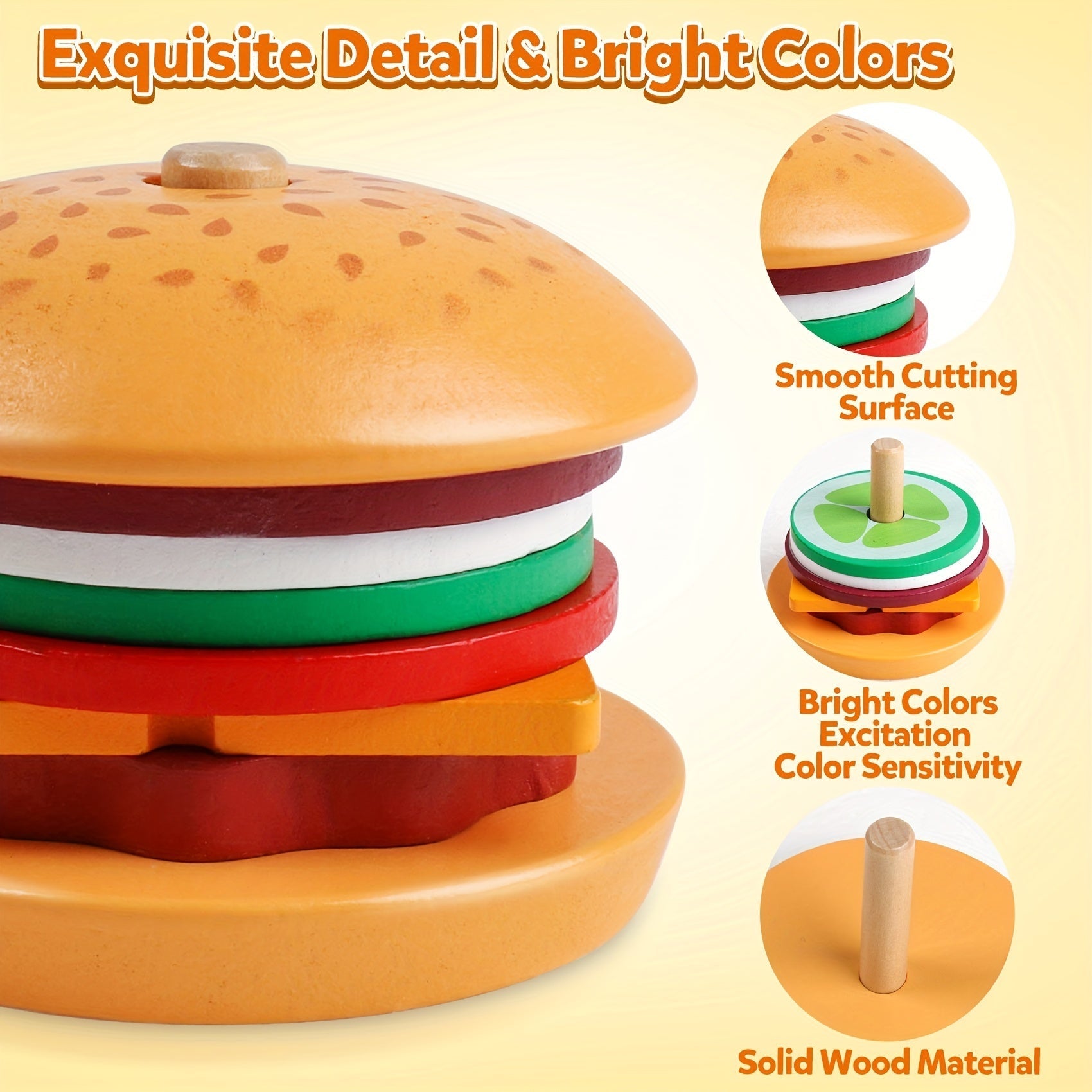 Stapelspielzeug Burger aus Holz | Montessori für Kinder