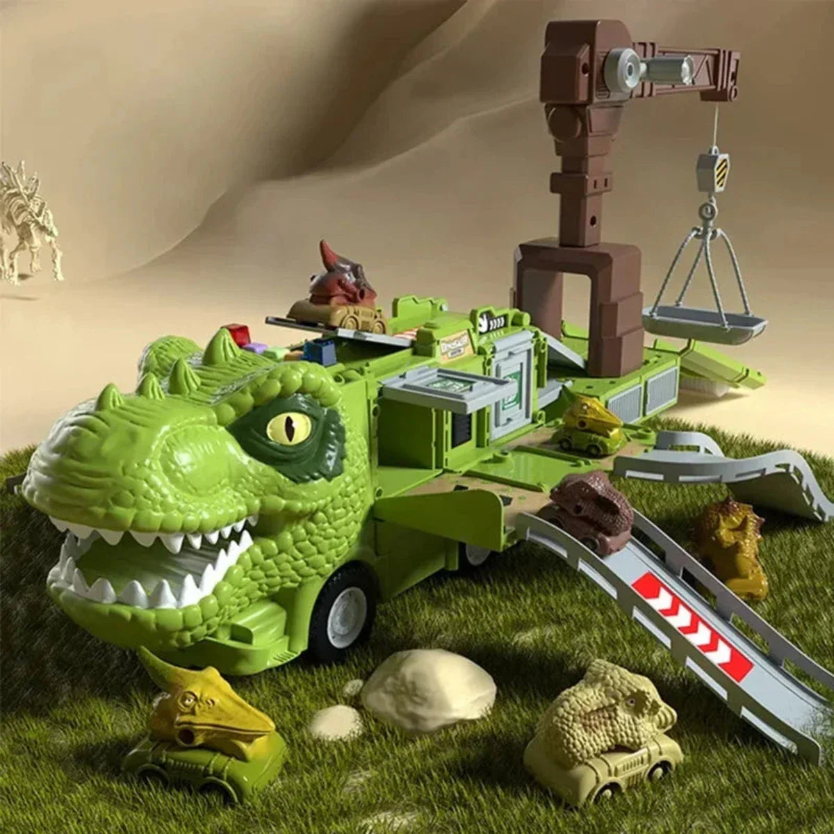 DinoRacer | Erlebe prähistorisches Abenteuer – 2-in-1 Dinosaurier-Lastwagen-Spielzeug