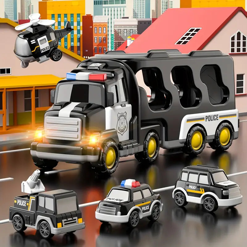 Polizei-LKW mit Fahrzeugen für Kinder | Fördert fantasievolles Rollenspiel