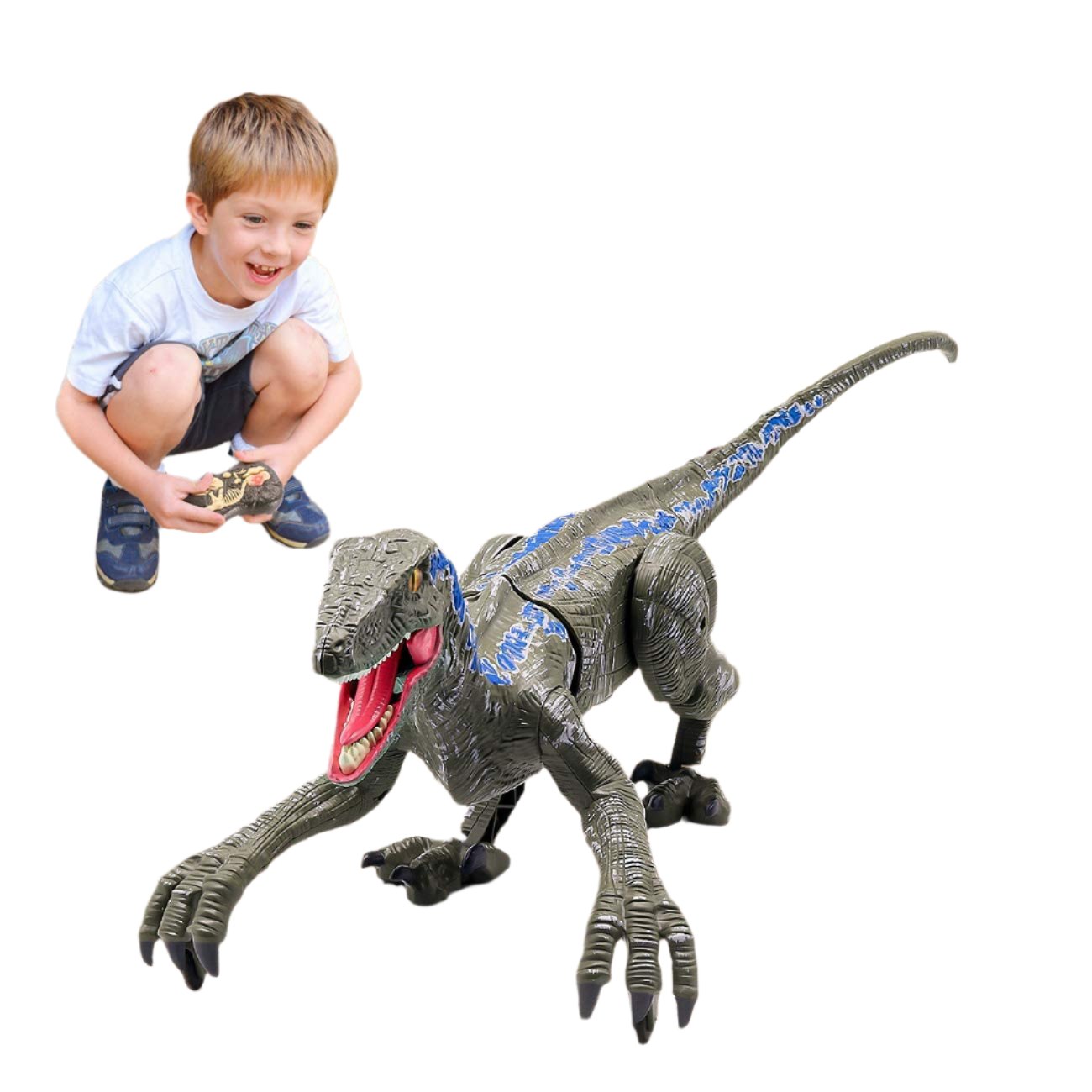 Ferngesteuerter Dinosaurier für Kinder | Realistischer Raptor für Dino-Fans