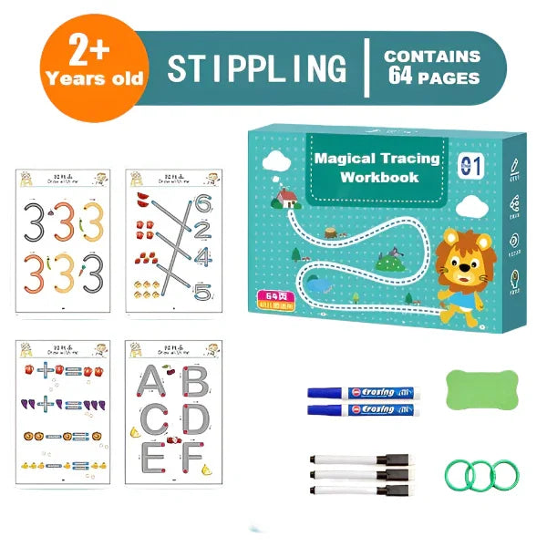 Kinder-Nachzeichnungs-Übungsbuch | Fördert spielerisches Lernen und motorische Fähigkeiten – Spiel- und Lernspaß