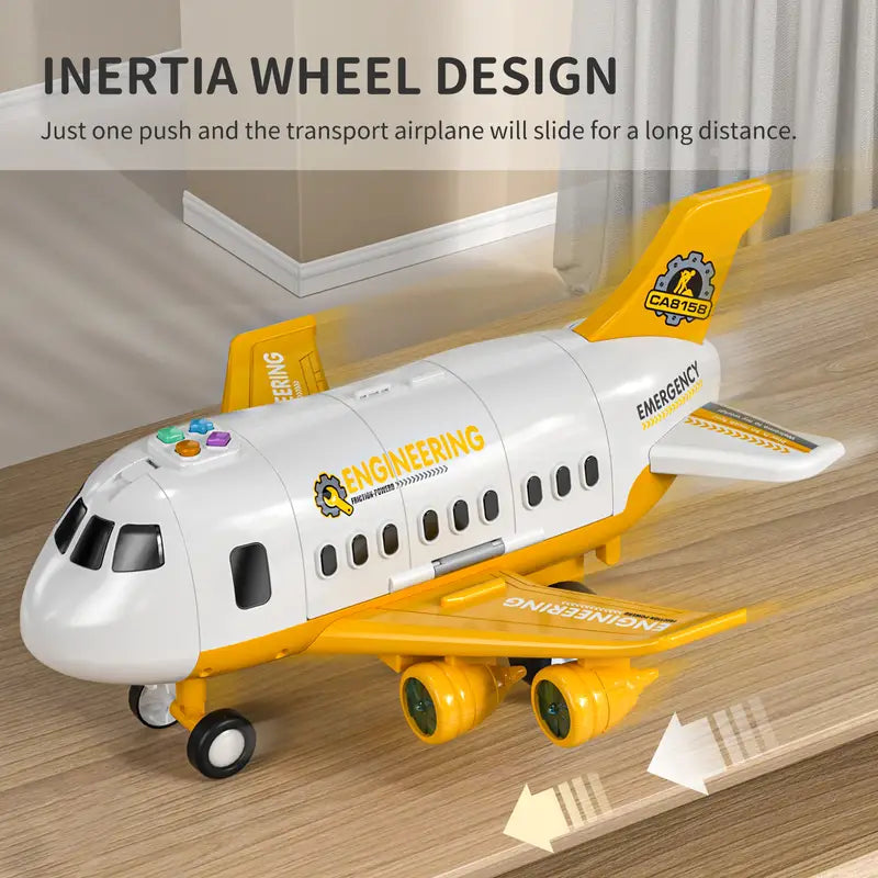 SkyVoyager | Abenteuerliches Fliegen – Großes Transportflugzeug-Spielset mit Fahrzeugen