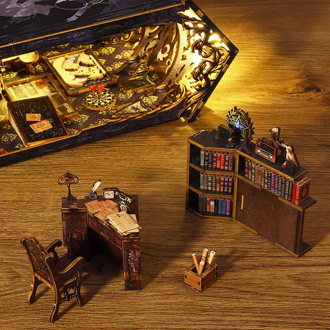 Detective Agency Wooden Puzzle Book Nook Shelf Insert Fifijoy