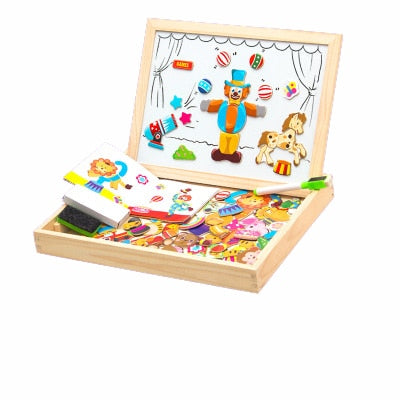 Holz-Maltafel mit Magneten & Kreide | Beidseitig | SpielTopia