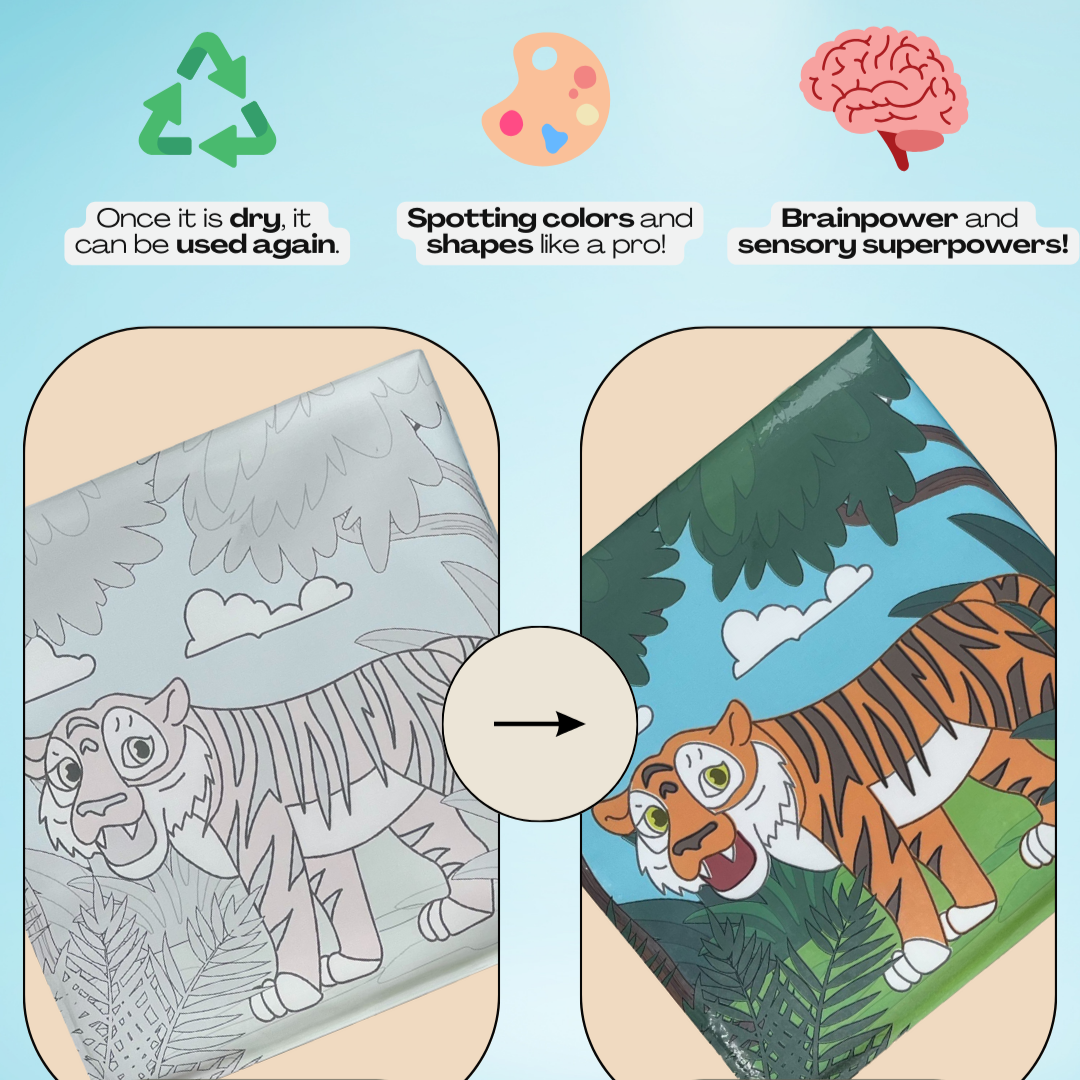 StickerFun | Spielerisch lernen – Wiederverwendbares Stickerbuch mit niedlichen Tieren