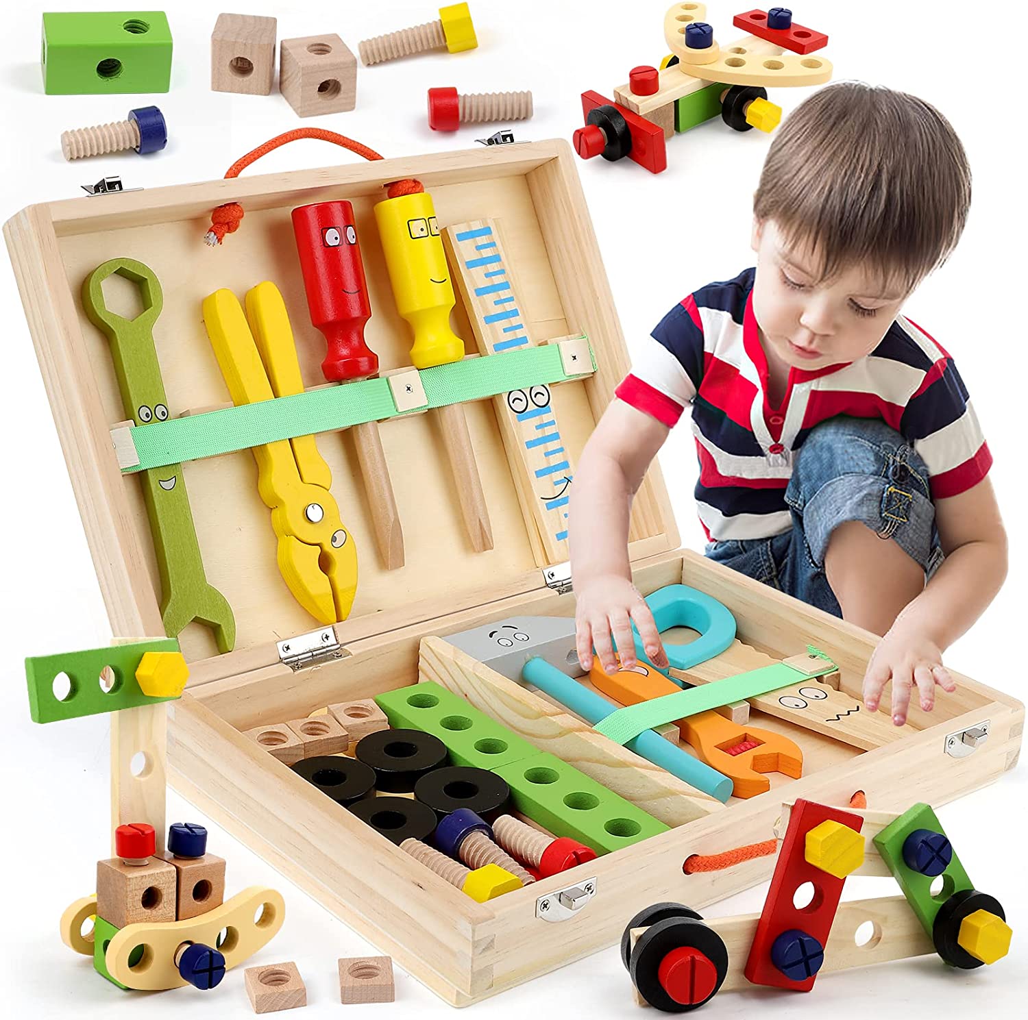 Kinder-Werkzeugkasten mit Werkzeug | Spielzeug-Werkzeugset TinyFix