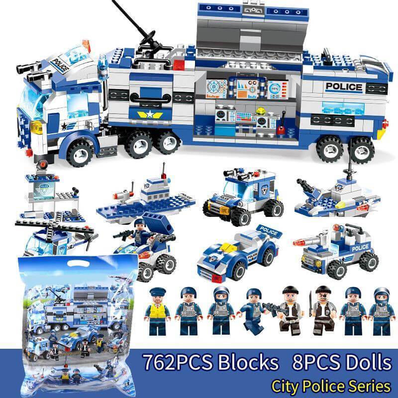 Polizeitruck Bauset für Kinder | Bausteine mit Station PowerForce