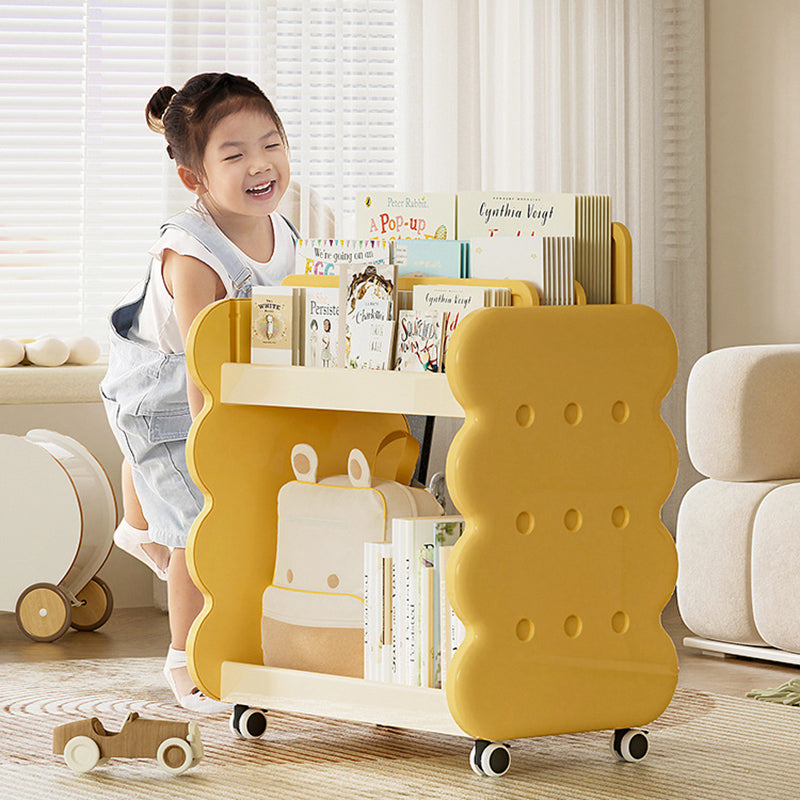 Kinderbücherregal mit 2 Ebenen auf Rollen
