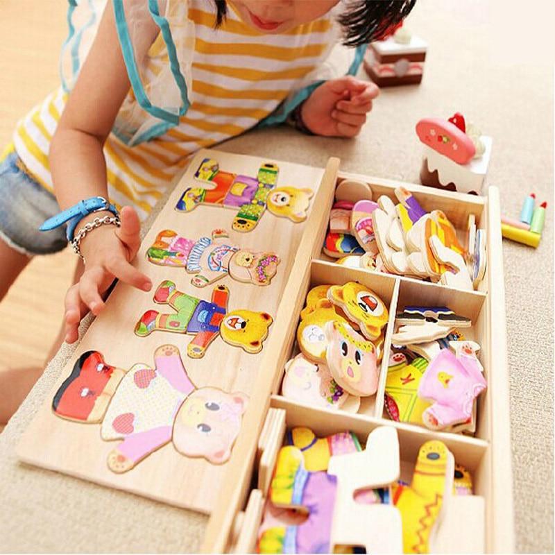 Anziehpuzzle aus Holz mit Bären | Lernpuzzle für Kinder