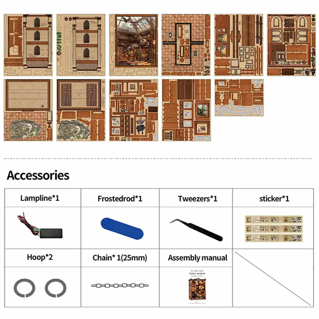 Fossil Museum DIY Wooden Book Nook Shelf Insert Fifijoy