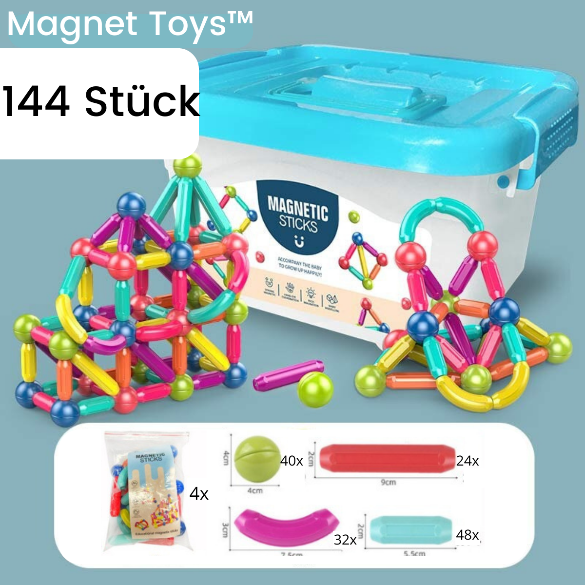 Magnetische Bausteine für Kinder | Buntes Magnet-Bauset
