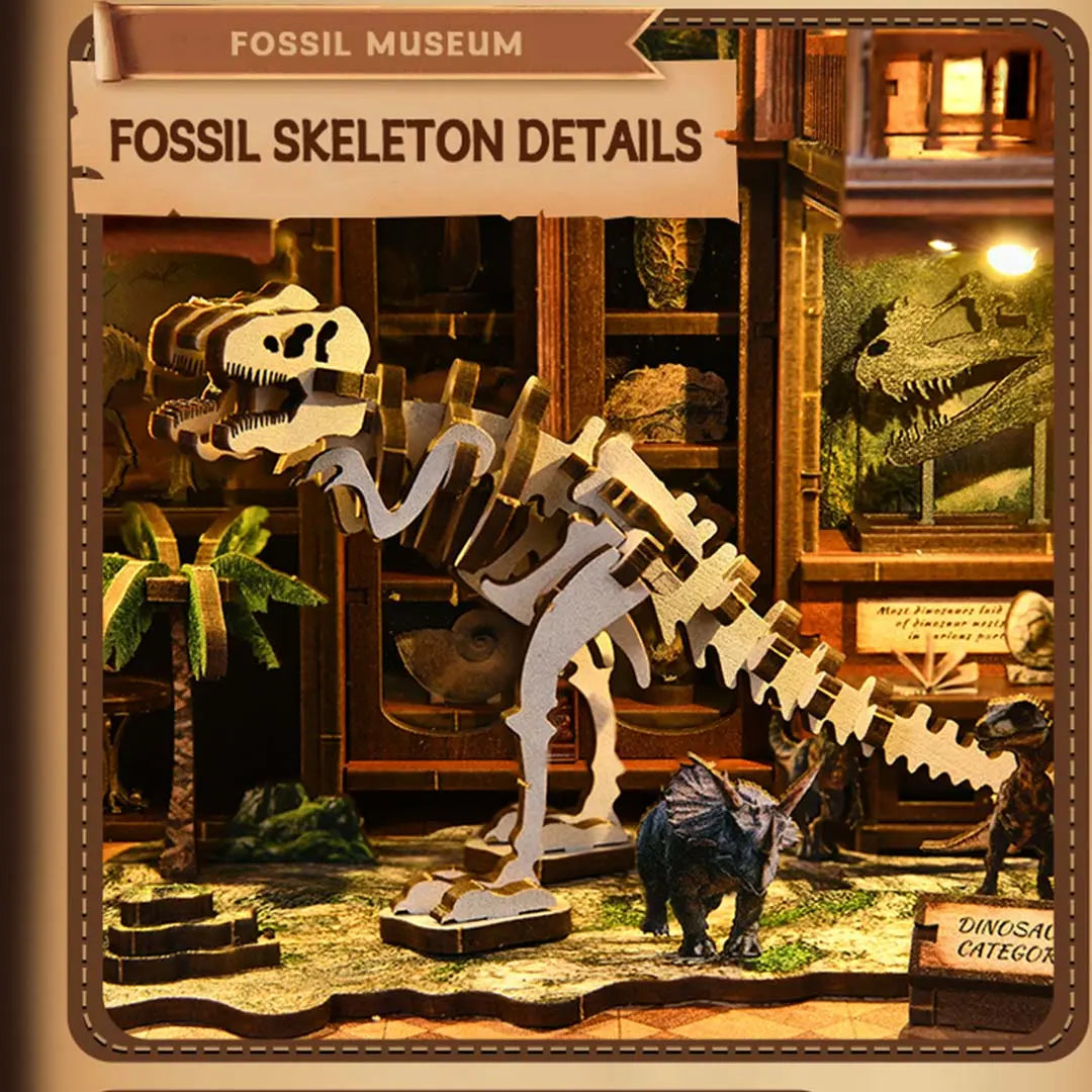 Fossil Museum DIY Wooden Book Nook Shelf Insert Fifijoy