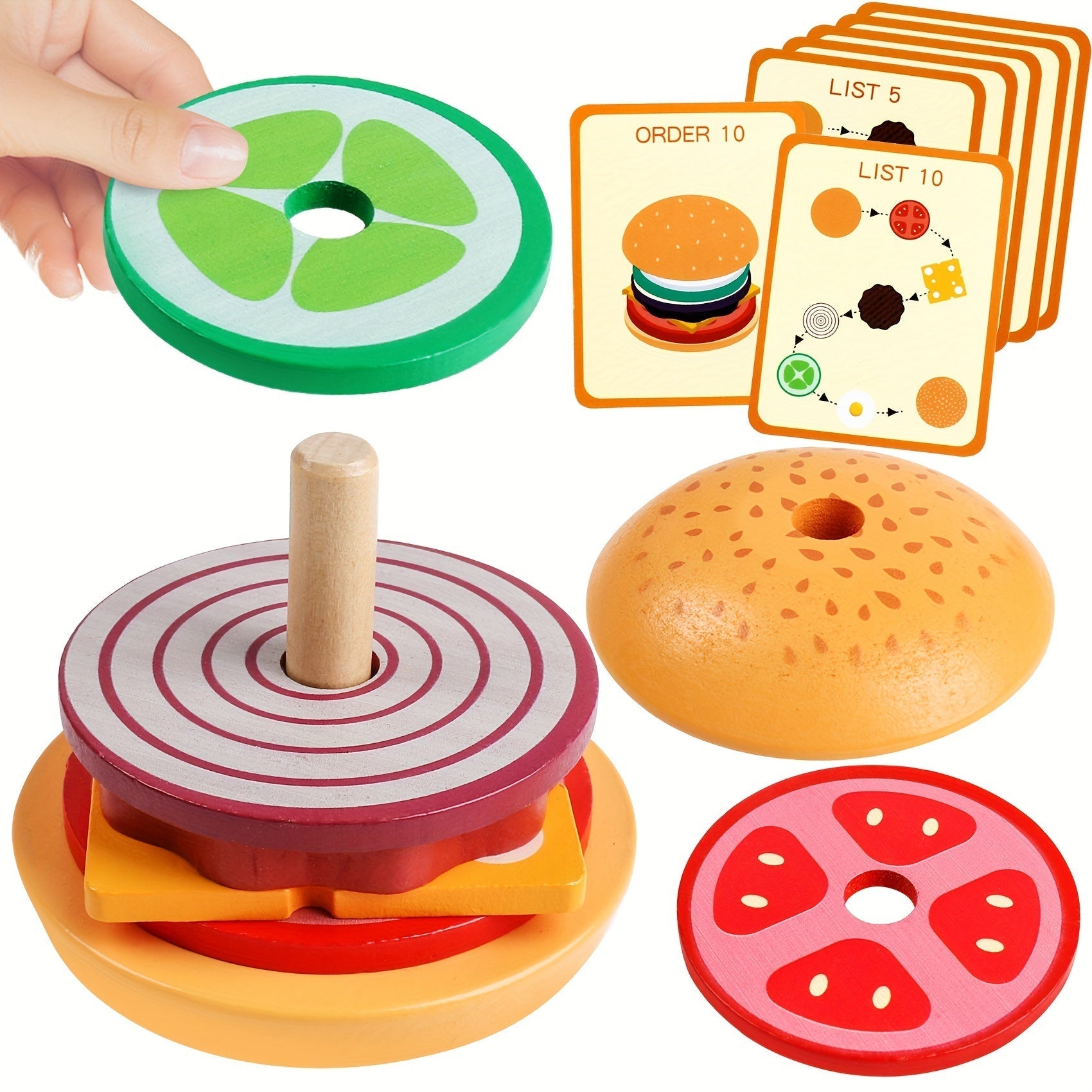 Stapelspielzeug Burger aus Holz | Montessori für Kinder