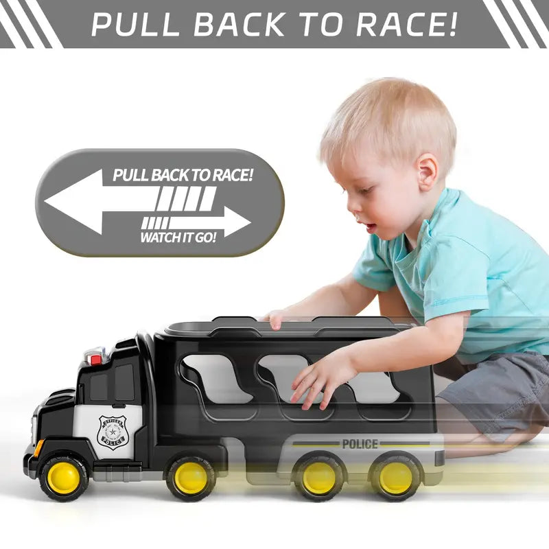 Polizei-LKW mit Fahrzeugen für Kinder | Fördert fantasievolles Rollenspiel