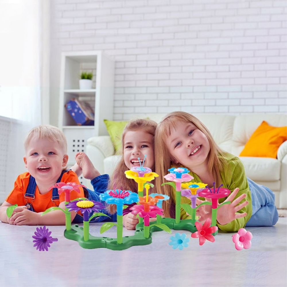 Blumen-Bauset für Kinder | Kreatives Steckspiel Blumengarten