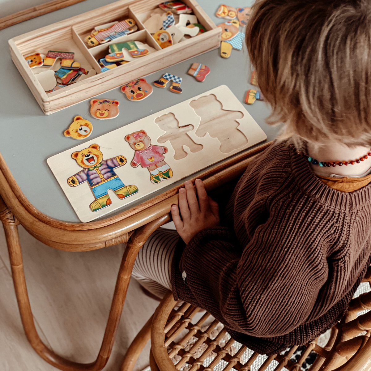 Anziehpuzzle aus Holz mit Bären | Lernpuzzle für Kinder