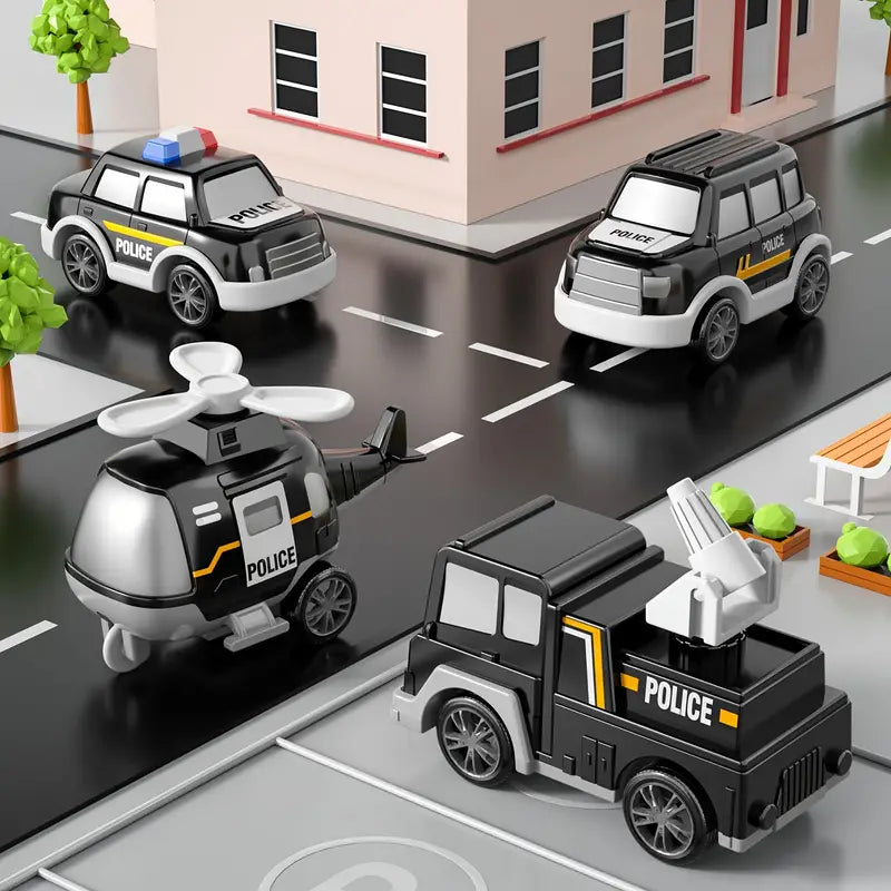Polizei-LKW mit Fahrzeugen für Kinder | Fördert fantasievolles Rollenspiel