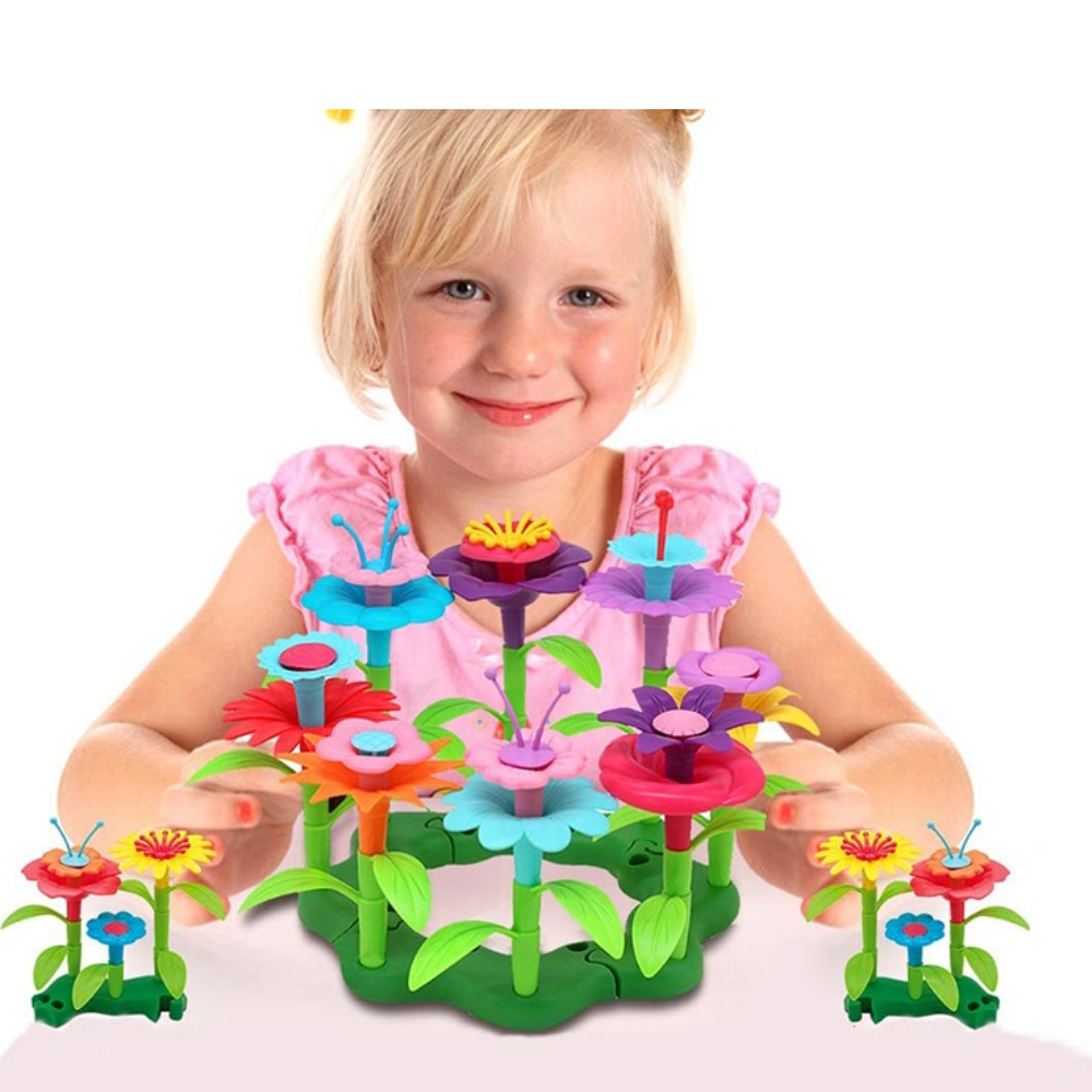 Blumen-Bauset für Kinder | Kreatives Steckspiel Blumengarten