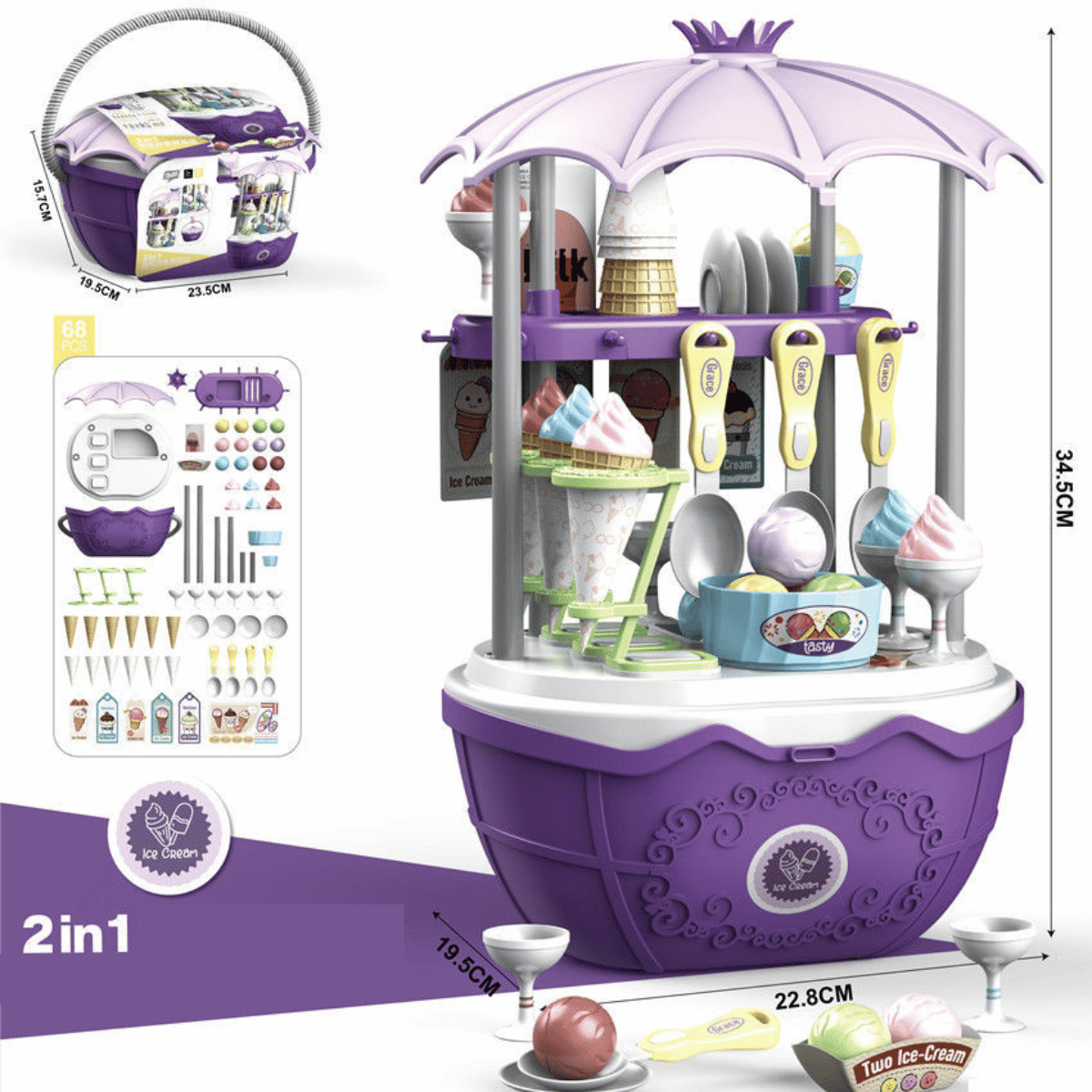 Eisdielen-Spielset für Kinder | Rollenspiel Eisladen