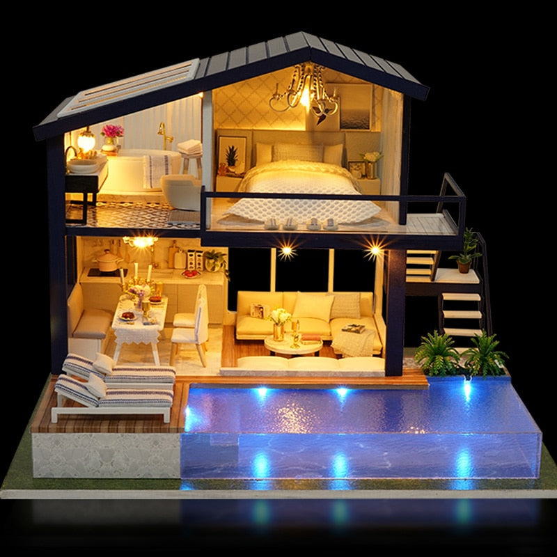 DIY Miniaturhaus Bausatz mit LED | Modellbau Puppenhaus