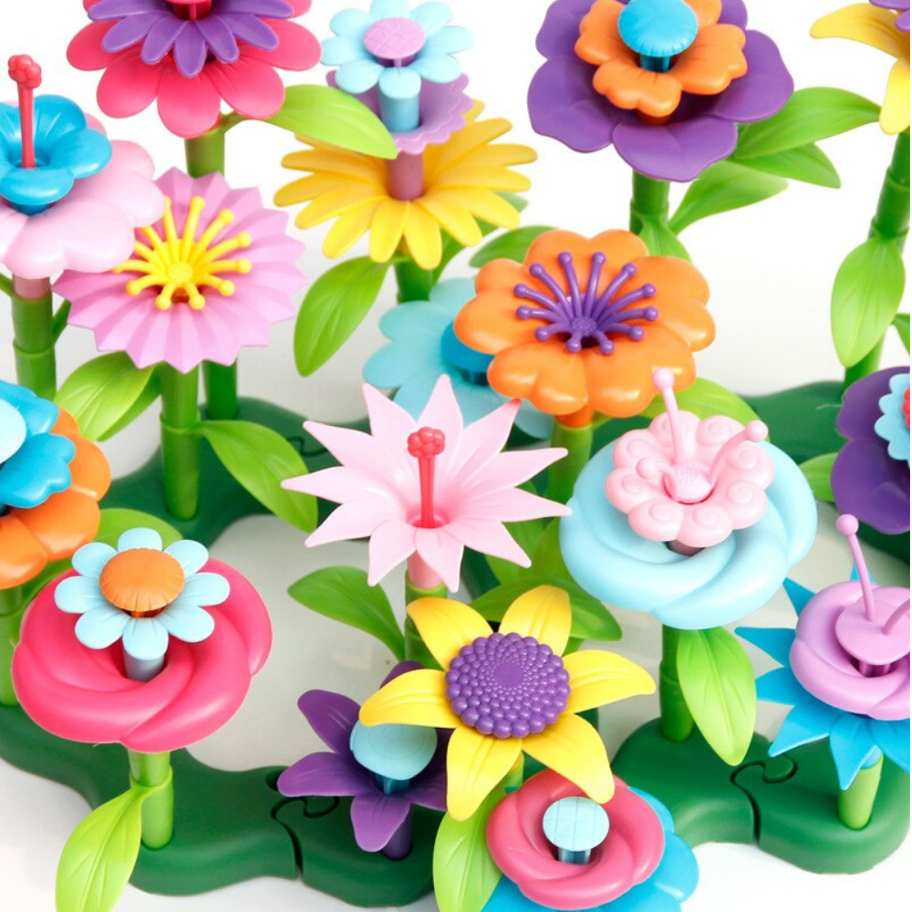 Blumen-Bauset für Kinder | Kreatives Steckspiel Blumengarten