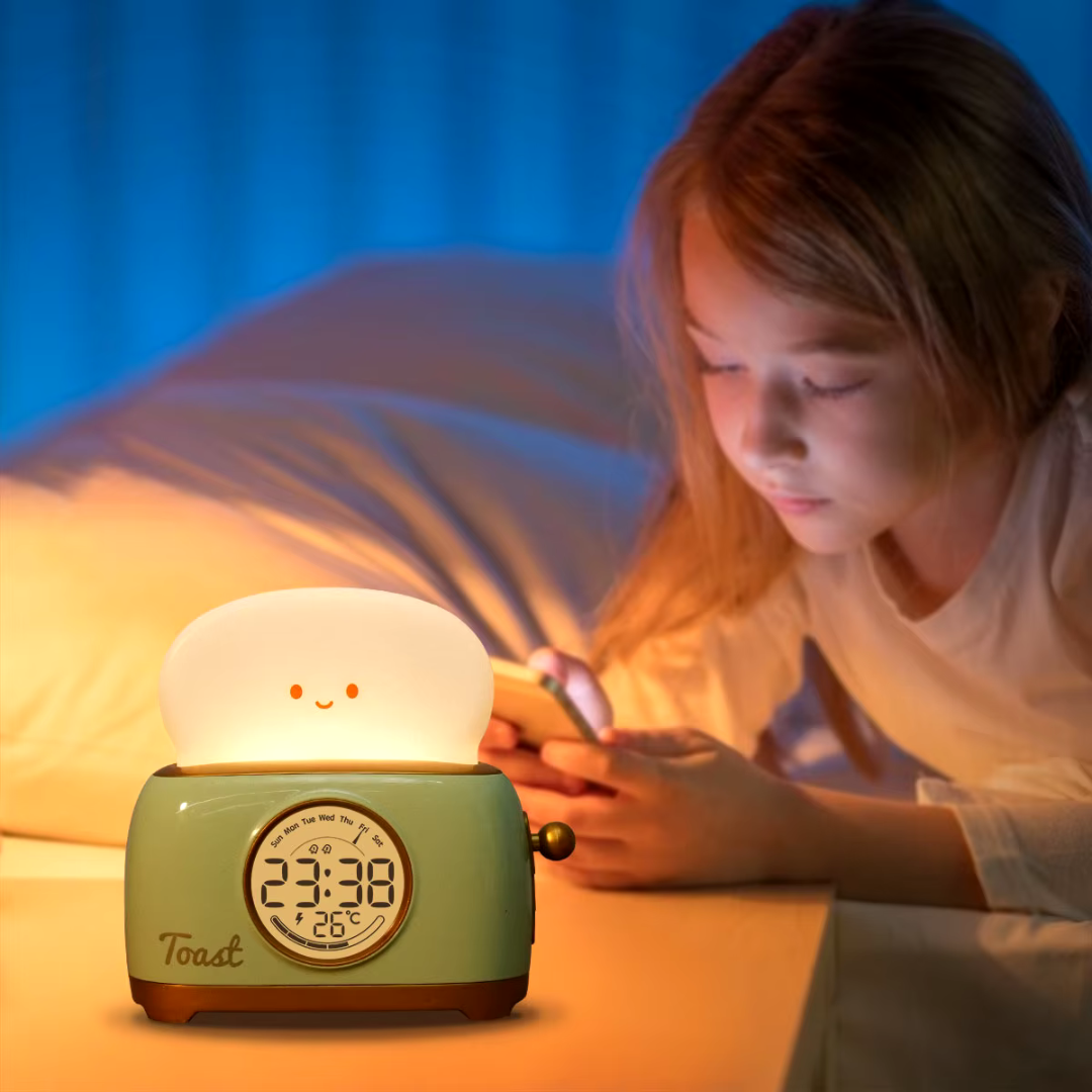 GlowToon Kinderwecker mit Nachtlicht | USB, dimmbar | SpielTopia