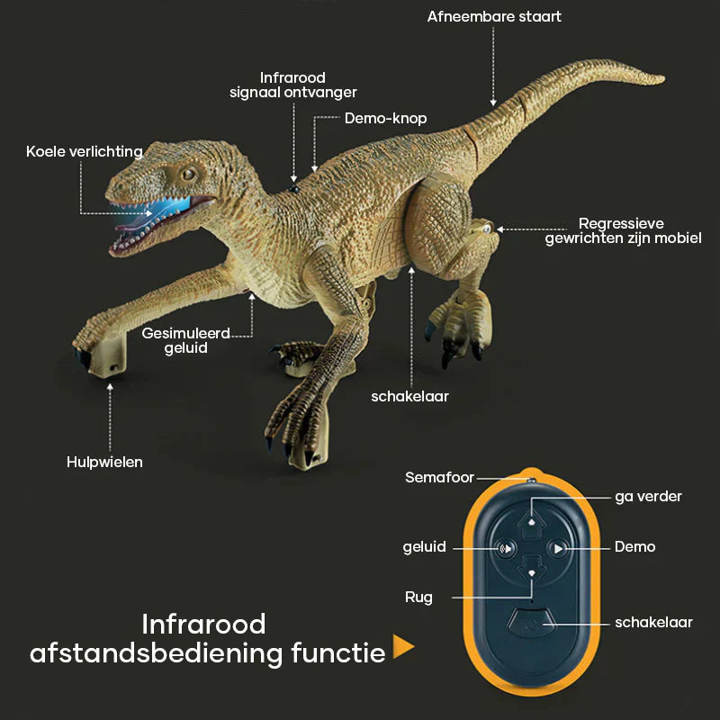 Ferngesteuerter Dinosaurier für Kinder | Realistischer Raptor für Dino-Fans