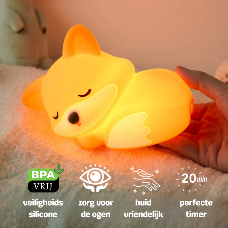FoxGlow Fuchs-Nachtlicht für Kinder | USB-C, dimmbar | SpielTopia