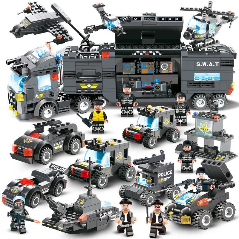 Polizeitruck Bauset für Kinder | Bausteine mit Station PowerForce