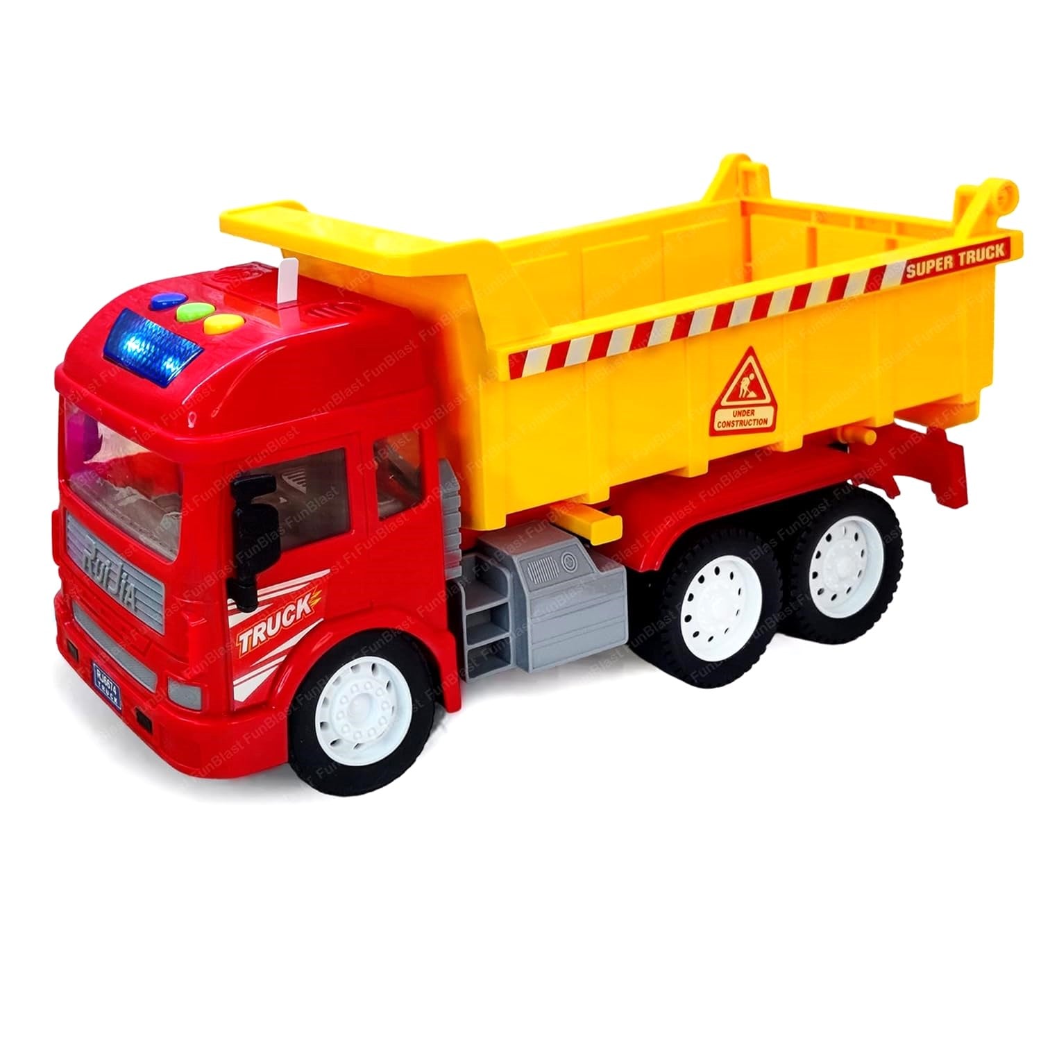 PowerTruck | Robustes Spielvergnügen - Friktionsbetriebenes Kippfahrzeug mit Licht und Sound für Kinder