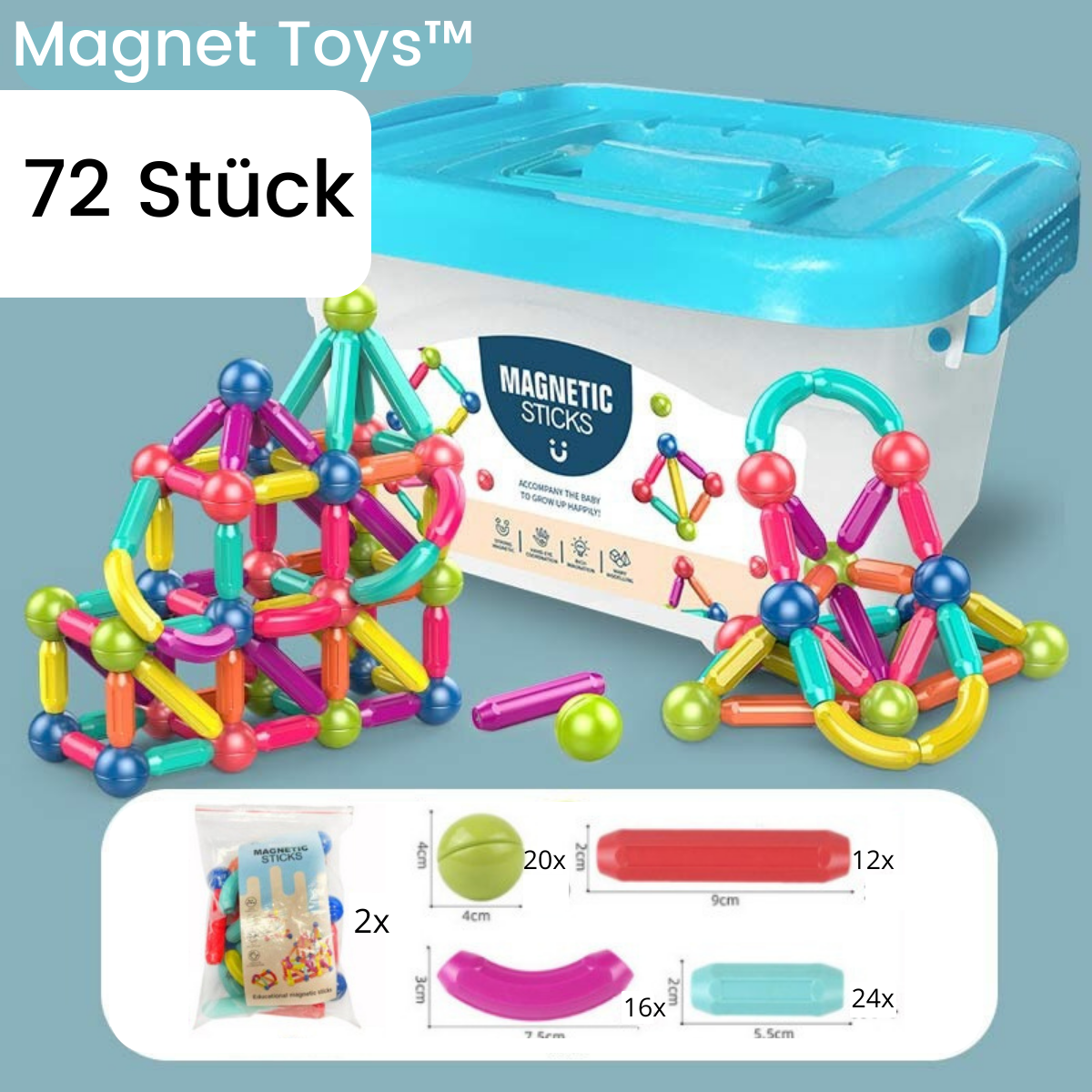 Magnetische Bausteine für Kinder | Buntes Magnet-Bauset